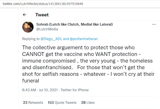 lutchmedial tweet - doctor dead